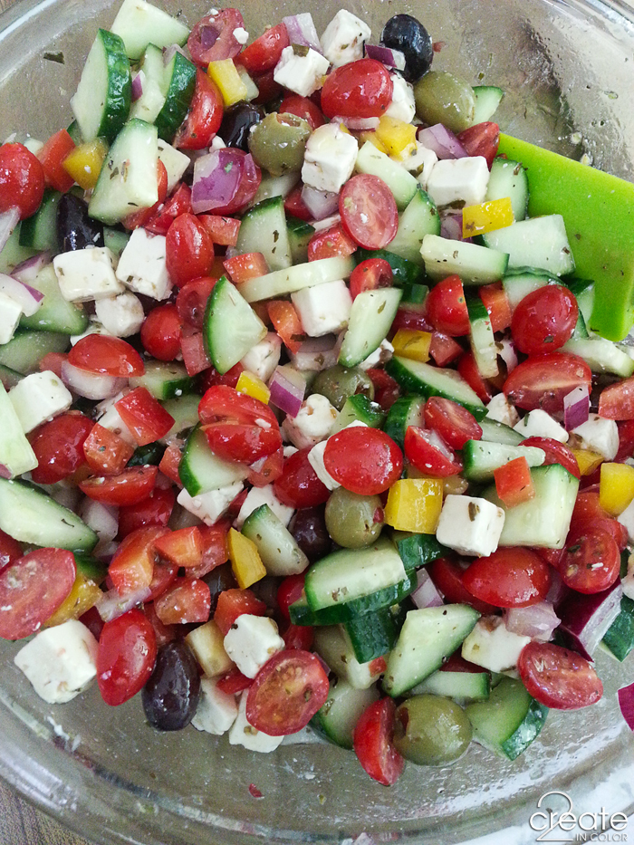 Greek Salad, Part of a Greek Potluck Menu | 2Create in Color