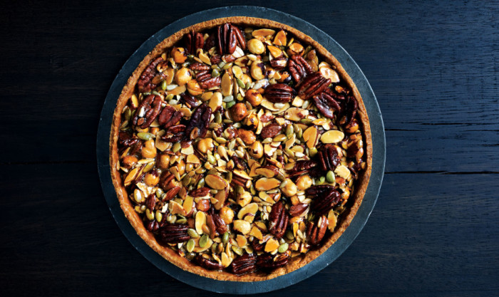 caramelized-honey-nut-and-seed-tart from Bon Appetit Magazine, October 2015