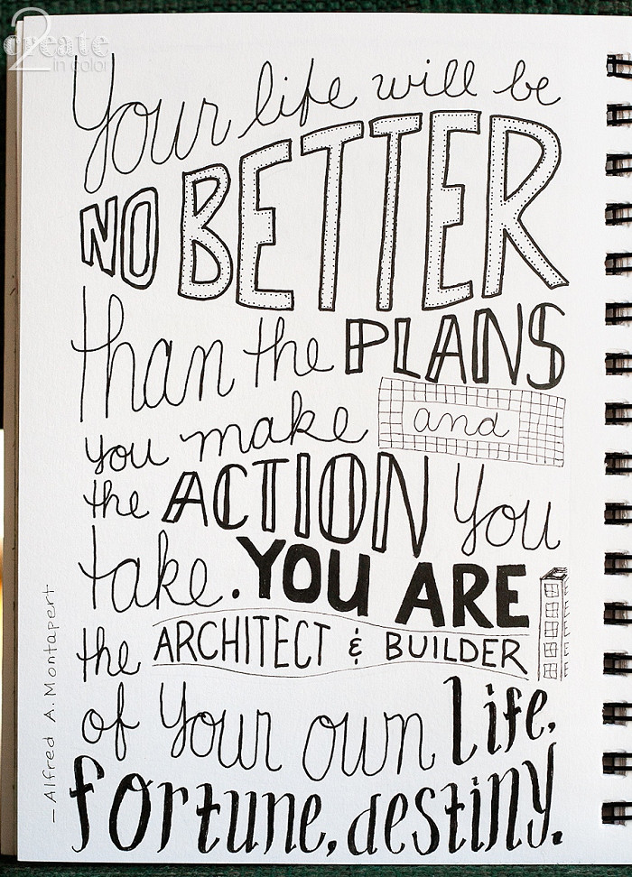 Inktober-Lettering-2015 Your life will be no better than the plans you make and the actions you take. You are the architect andbuilder of your life, fortune, destiny -- Alfred A Montapert